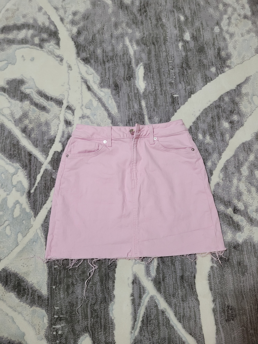 No Bondaries Light Pink Denim Mini Skirt with Frayed Hem Size 9